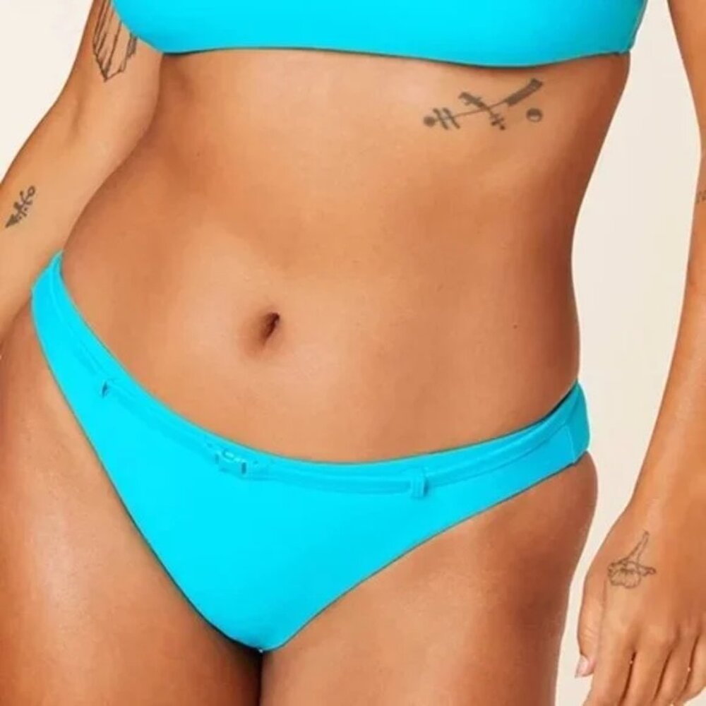 NWT Andie Swim The Riviera Bikini Bottom Flat Belt Bright Blue Size XS NEW